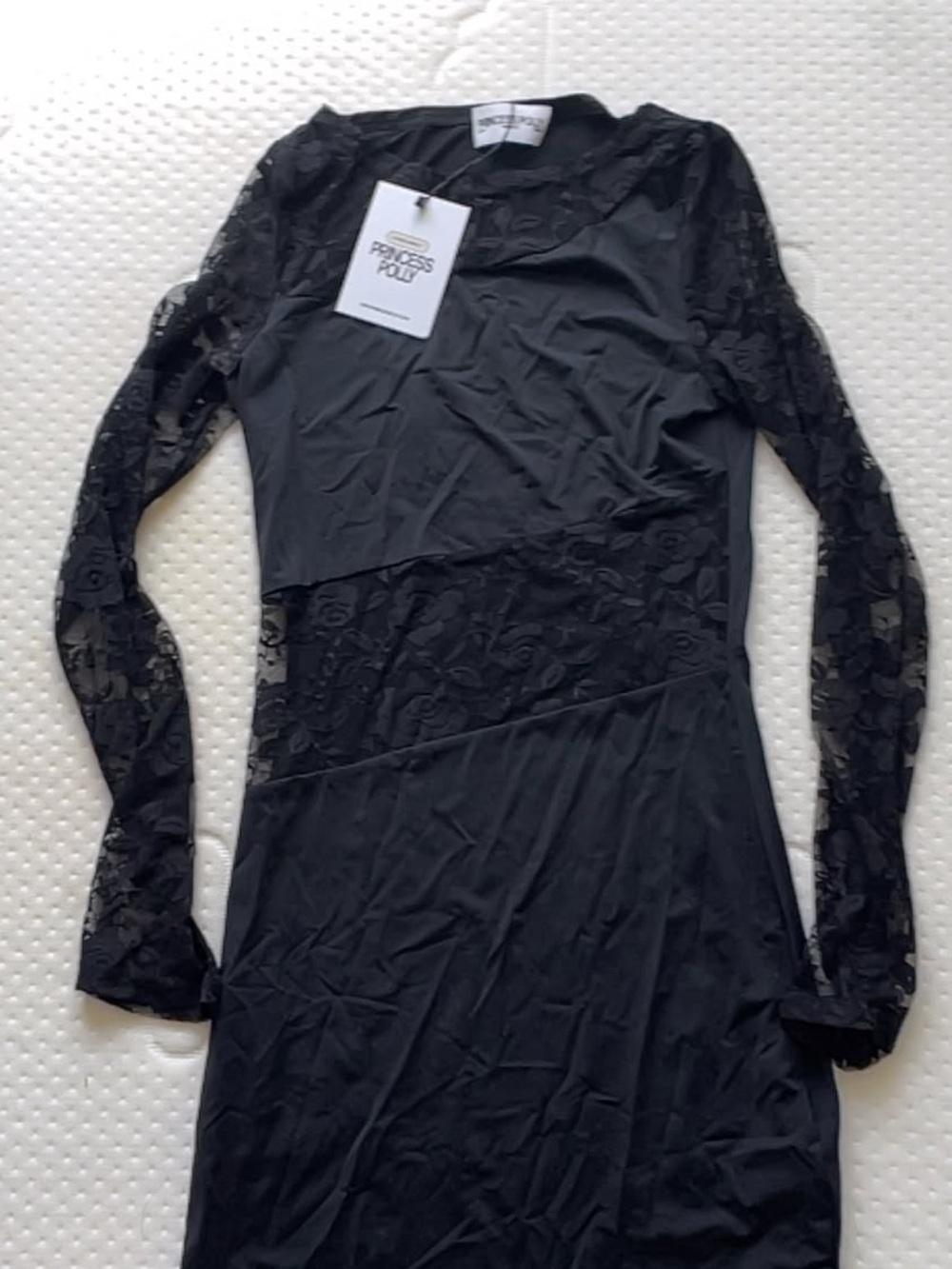 Princess Polly Black Lace Panel Long-Sleeve Dress